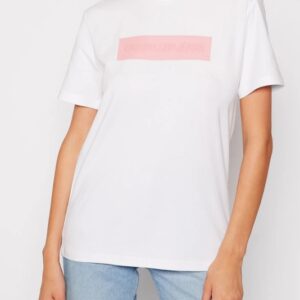 CALVIN KLEIN JEANS - T-Shirt Donna Hero Logo Tee Bianco/Rosa Soft