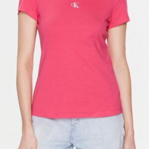 CALVIN KLEIN JEANS - T-Shirt Donna Slim Fit a Girocollo Rosa