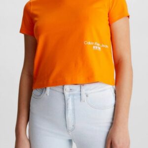 CALVIN KLEIN JEANS - T-Shirt Donna Corta Logo Baby Tee Arancio