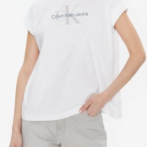 CALVIN KLEIN JEANS - T-Shirt Donna con Monogramma dal Taglio Relaxed Bianco