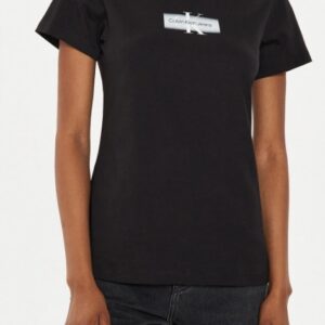CALVIN KLEIN JEANS - T-Shirt Donna Faded Monologo Nero