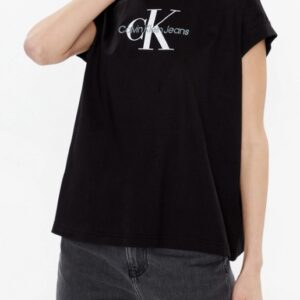 CALVIN KLEIN JEANS - T-Shirt Donna con Monogramma dal Taglio Relaxed Nero
