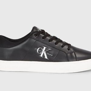 CALVIN KLEIN JEANS - Sneaker Uomo Classic Cupsole Low Laceup in Pelle Nero/Bianco