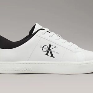 CALVIN KLEIN JEANS - Sneaker Uomo Classic Cupsole Low Laceup in Pelle Bianco/Nero