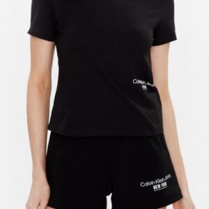 CALVIN KLEIN JEANS - T-Shirt Donna Corta Logo Baby Tee Nero