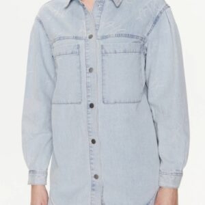 ARMANI EXCHANGE - Camicia Donna Casual Bottoni a Pressione Indigo Denim