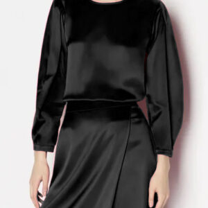 ARMANI EXCHANGE - Blusa Donna in Viscosa con Drappeggio Nero