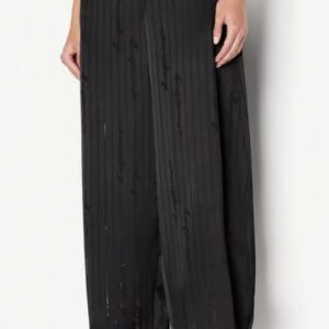 ARMANI EXCHANGE - Pantalone Donna in Raso Palazzo Devorè Logo Nero