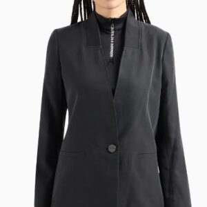 ARMANI EXCHANGE - Giacca Donna Monopetto in Tessuto Lavato e Sabbiato Nero