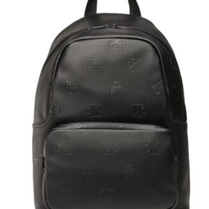CALVIN KLEIN - Zaino Uomo Monogram Soft Campus Logo Ripetuto Nero