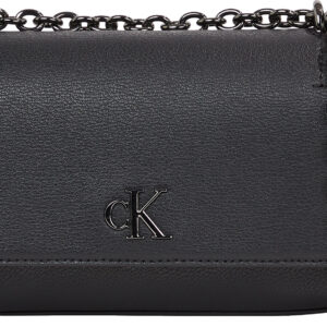 CALVIN KLEIN JEANS - Borsa Donna da Spalla Minimal Flap21 Nero/Shiny Gunmetal