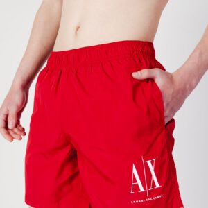 ARMANI EXCHANGE - Costume Uomo Boxer da Mare in Tessuto con Logo Rosso