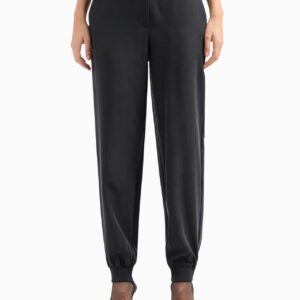 ARMANI EXCHANGE - Pantalone Donna Regular Fit in Tessuto Lavato e Sabbiato Nero