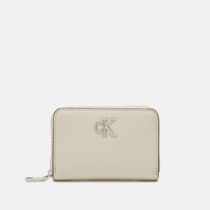 CALVIN KLEIN - Portafoglio Donna con Zip Integrale RFID e Scomparto sul Retro Beige