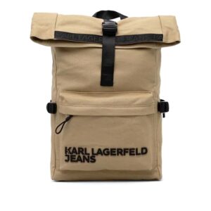 KARL LAGERFELD - Zaino Uomo Utility Canvas Roll Backpack Beige