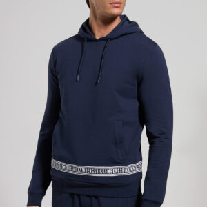 BIKKEMBERGS - Felpa Uomo Stretch con Cappuccio Blu