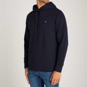 CALVIN KLEIN JEANS - Felpa Uomo con Cappuccio in Spugna di Cotone con Stemma Blu Notte