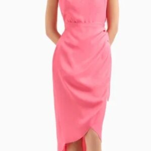 ARMANI EXCHANGE - Abito Donna a Tulipano in Twill di Viscosa con Fiocco Fucsia