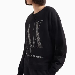 ARMANI EXCHANGE - Felpa Donna in Tessuto French Terry Nero
