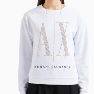 ARMANI EXCHANGE - Felpa Donna in Tessuto French Terry Bianco