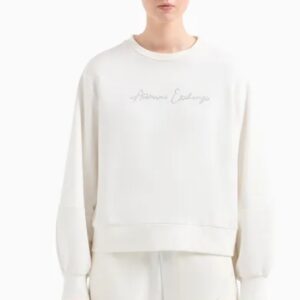 ARMANI EXCHANGE - Felpa Donna Girocollo in Cotone Organico ASV Bianco