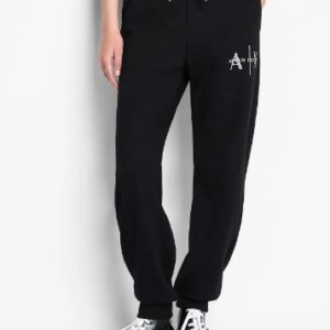 ARMANI EXCHANGE - Pantaloni Donna Jogger in Spugna e Cotone Biologico Nero