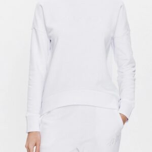 ARMANI EXCHANGE - Felpa Donna Regular con Logo Cucito Centro Petto Bianco