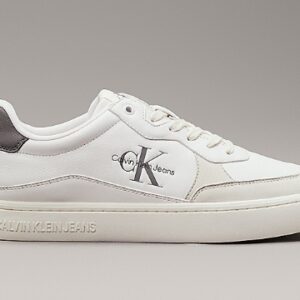CALVIN KLEIN JEANS - Sneaker Uomo Classic Cup Low Laceup in Pelle Bianco/Grigio