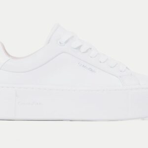 CALVIN KLEIN - Sneaker Donna Platform in Pelle Cupsole Lace Up Triplo Bianco