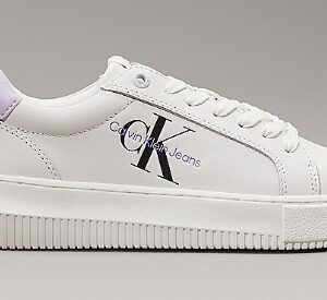 CALVIN KLEIN JEANS - Scarpe Donna Sneaker in Pelle Bianco/Lilla