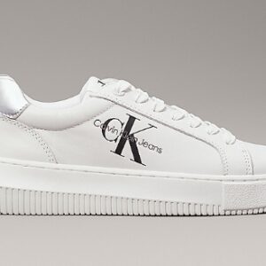 CALVIN KLEIN JEANS - Scarpe Donna in Pelle Chunky Cupsole Laceup Lth Bianco/Argento