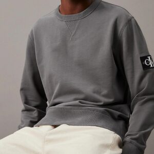 CALVIN KLEIN JEANS - Felpa Uomo Cotone Badge Endless Grey