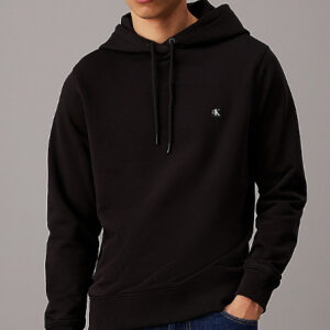 CALVIN KLEIN JEANS - Felpa Uomo con Cappuccio in Spugna di Cotone con Stemma Nero