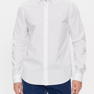 CALVIN KLEIN JEANS - Camicia Uomo in Cotone Slim Fit Bianco