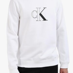 CALVIN KLEIN JEANS - Felpa Uomo Monologo Bianco