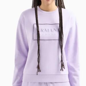 ARMANI EXCHANGE - Felpa Donna Girocollo con Stampa Logata in Cotone Organico ASV Lilla