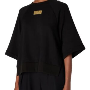 ARMANI EXCHANGE - Felpa Donna con Maniche Maxi in Scuba Stretch Nero