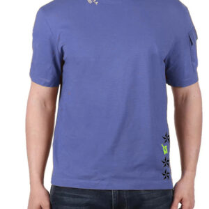 BLAUER - T-Shirt Uomo in Cotone Manica Corta Stemma Collo Blu