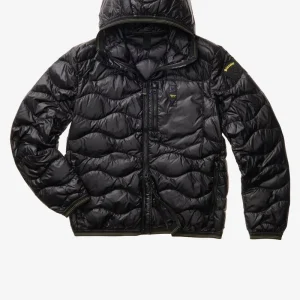 BLAUER - PIUMINO CON CAPPUCCIO E TASCHINA WAVE UOMO NERO